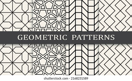Set of arabic seamless patterns. Asian geometric traditional design islamic pattern. Seamless arabic ramadan pattern.