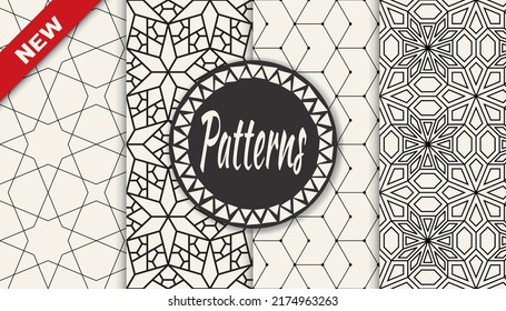 Set of arabic seamless patterns. Asian geometric traditional design islamic pattern. Seamless arabic ramadan pattern.