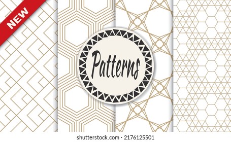 Set of arabic seamless patterns. Asian geometric traditional design islamic pattern. Seamless arabic ramadan pattern.