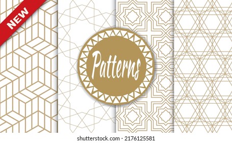 Set of arabic seamless patterns. Asian geometric traditional design islamic pattern. Seamless arabic ramadan pattern.