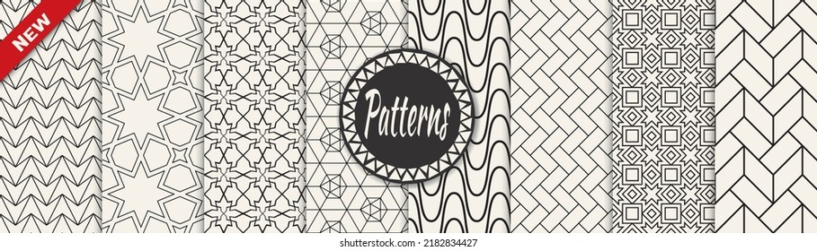 Set of arabic seamless patterns. Asian geometric traditional design islamic pattern. Seamless arabic ramadan pattern.