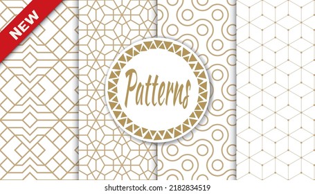 Set of arabic seamless patterns. Asian geometric traditional design islamic pattern. Seamless arabic ramadan pattern.