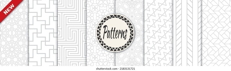 Conjunto de patrones árabes sin fisuras. Patrón islámico geométrico tradicional de diseño asiático. Patrón de ramadán árabe sin foco.