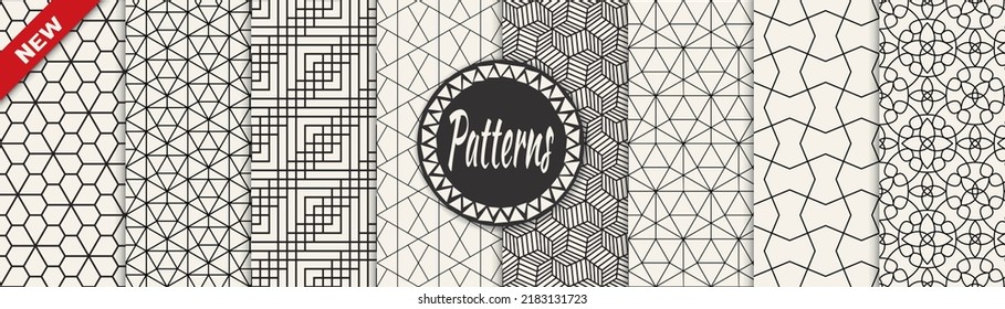 Set of arabic seamless patterns. Asian geometric traditional design islamic pattern. Seamless arabic ramadan pattern.
