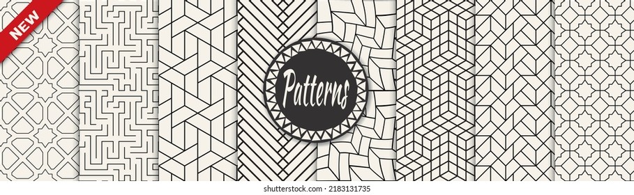 Set of arabic seamless patterns. Asian geometric traditional design islamic pattern. Seamless arabic ramadan pattern.