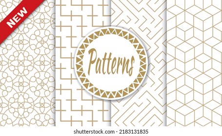 Set of arabic seamless patterns. Asian geometric traditional design islamic pattern. Seamless arabic ramadan pattern.