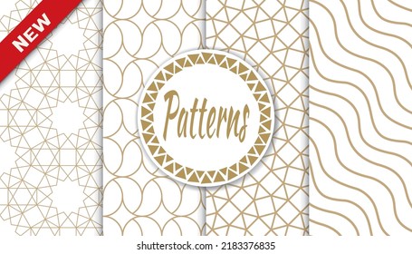 Conjunto de patrones árabes sin fisuras. Patrón islámico geométrico tradicional de diseño asiático. Patrón de ramadán árabe sin foco.