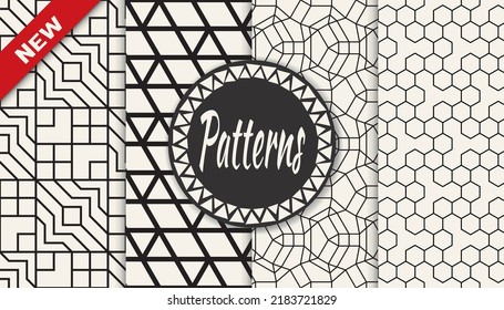 Set of arabic seamless patterns. Asian geometric traditional design islamic pattern. Seamless arabic ramadan pattern.
