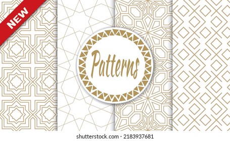 Conjunto de patrones árabes sin fisuras. Patrón islámico geométrico tradicional de diseño asiático. Patrón de ramadán árabe sin foco.