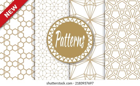 Set of arabic seamless patterns. Asian geometric traditional design islamic pattern. Seamless arabic ramadan pattern.