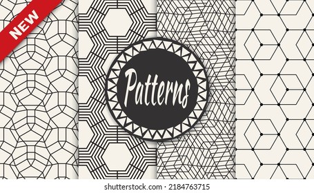 Set of arabic seamless patterns. Asian geometric traditional design islamic pattern. Seamless arabic ramadan pattern.
