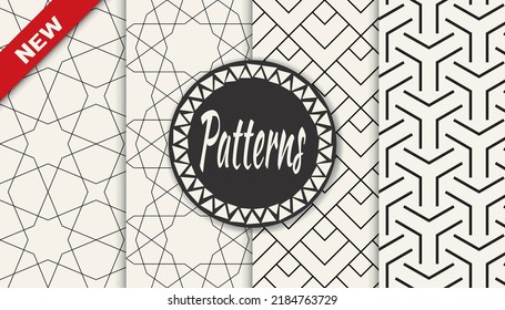 Set of arabic seamless patterns. Asian geometric traditional design islamic pattern. Seamless arabic ramadan pattern.