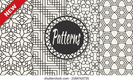 Set of arabic seamless patterns. Asian geometric traditional design islamic pattern. Seamless arabic ramadan pattern.