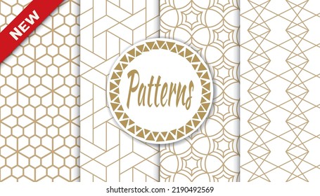 Set of arabic seamless patterns. Asian geometric traditional design islamic pattern. Seamless arabic ramadan pattern.