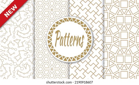 Set of arabic seamless patterns. Asian geometric traditional design islamic pattern. Seamless arabic ramadan pattern.