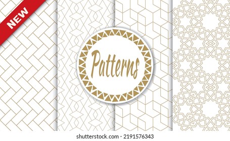 Set of arabic seamless patterns. Asian geometric traditional design islamic pattern. Seamless arabic ramadan pattern.