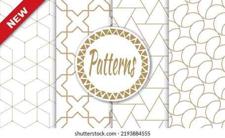 Set of arabic seamless patterns. Asian geometric traditional design islamic pattern. Seamless arabic ramadan pattern.