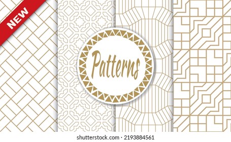Set of arabic seamless patterns. Asian geometric traditional design islamic pattern. Seamless arabic ramadan pattern.