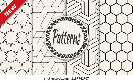 Set of arabic seamless patterns. Asian geometric traditional design islamic pattern. Seamless arabic ramadan pattern.