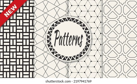 Set of arabic seamless patterns. Asian geometric traditional design islamic pattern. Seamless arabic ramadan pattern.