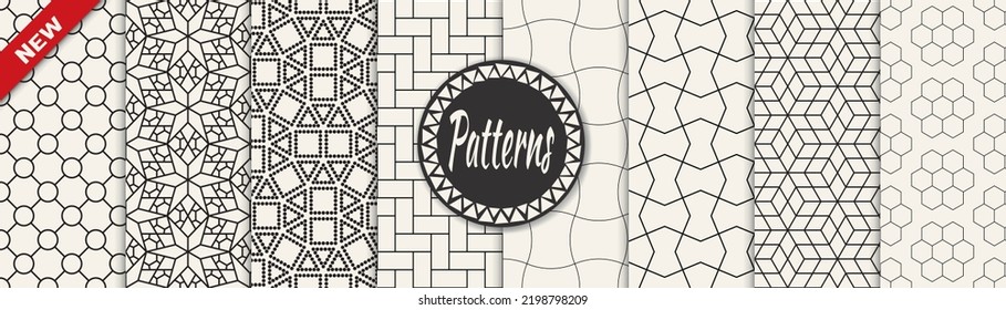 Set of arabic seamless patterns. Asian geometric traditional design islamic pattern. Seamless arabic ramadan pattern.