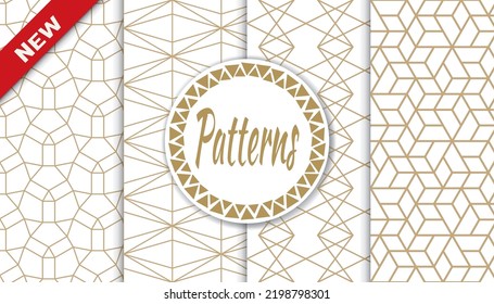 Set of arabic seamless patterns. Asian geometric traditional design islamic pattern. Seamless arabic ramadan pattern.
