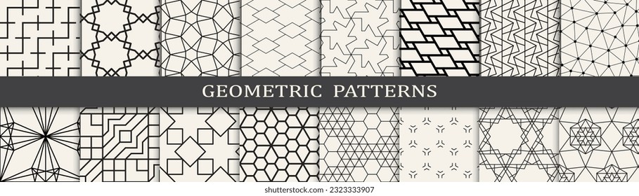 Set of arabic seamless patterns. Asian geometric traditional design islamic pattern. Seamless arabic ramadan pattern.