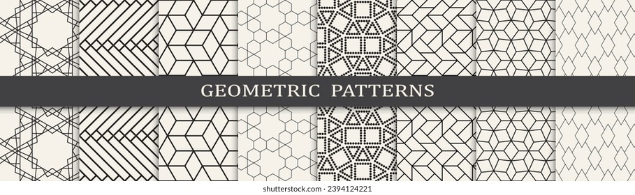Set of arabic seamless patterns. Asian geometric traditional design islamic pattern. Seamless arabic ramadan pattern.