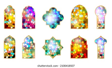 Colorful stained glass window set on black Vector Image