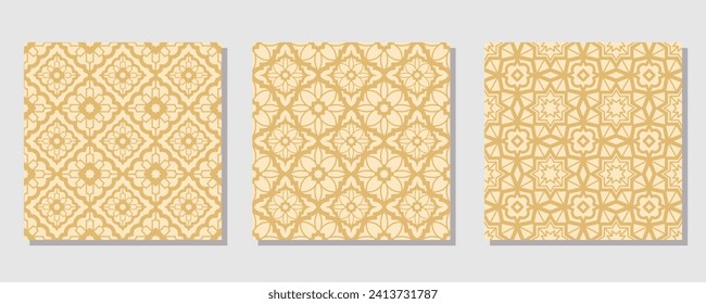 Set of Arabic traditional ornament pattern. Middle east geometric seamless pattern background.