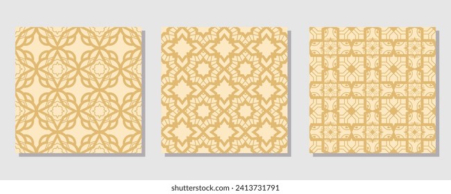 Set of Arabic traditional ornament pattern. Middle east geometric shape pattern background. Seamless pattern arabic ornament