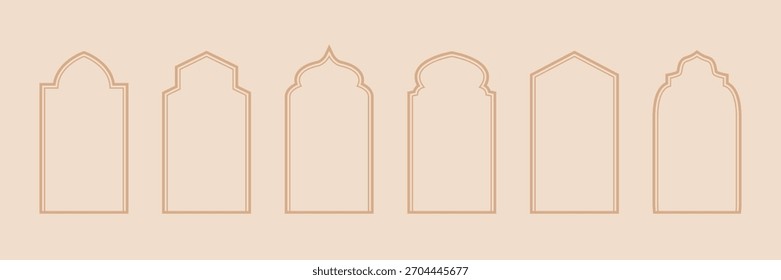 Conjunto de ventanas árabes, marcos de línea delgada