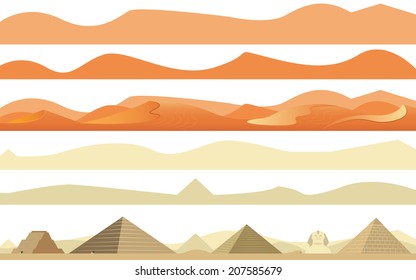 Set of Arabs and Africa Desert Landscape
