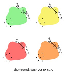 a set of arbitrary multi-colored blobs with a hand-drawn twig and black dots