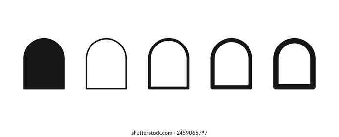 Set of arch shapes and frames. Arc boxes. Blank templates for wedding invitation or greeting cards, business brochures, event banners in archway form. Vector graphic illustration.