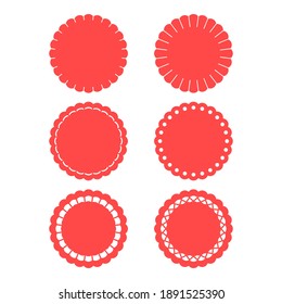 Set of arched circular stickers. Vector monochrome illustration.