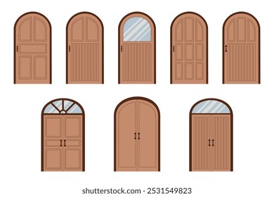 Conjunto de puerta arqueada Vector de puerta simple y doble