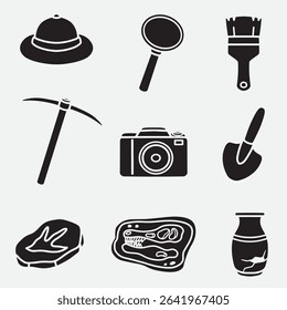 set of archeology good for icon, symbol, logo, element design, silhouette design, etc