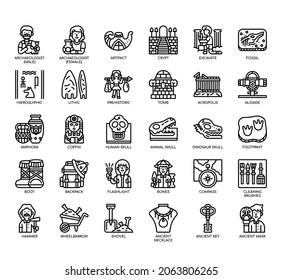 Set of Archeology thin line and pixel perfect icons for any web and app project. 