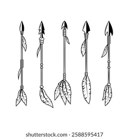 Set of archer arrows. Design element for logo, label, sign. Vector illustration