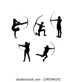 Set of Archer black logo silhouette icon design vector illustration