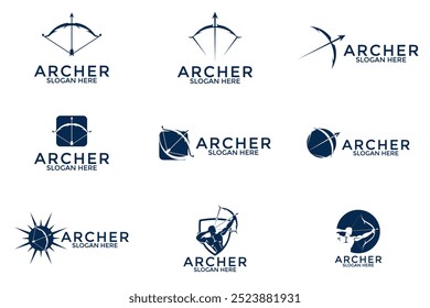 Set of Archer Logo Design Template Vector, Archer logo collection