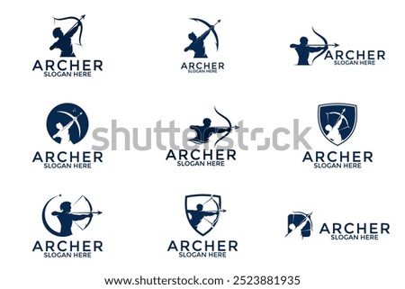 Set of Archer Logo Design Template Vector, Archer logo collection
