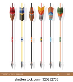 set of archery arrow designs in contemporary style