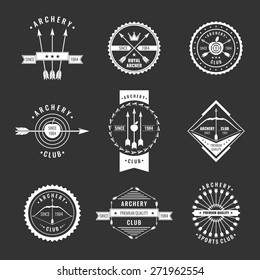 Set. Archery club label collection. Logo and design elements.