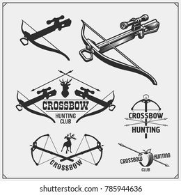 Set of archery sports emblems, labels and design elements. Vector illustration.