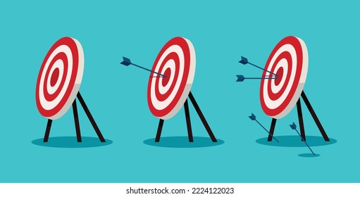 set of Archery target. Goal achieve concept	vector illustration
