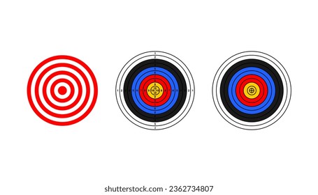 set of archery target. printable shoting target. vector illustration isolated on white background.