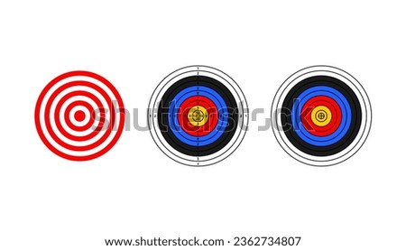 set of archery target. printable shoting target. vector illustration isolated on white background.