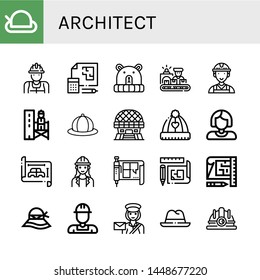 Set of architect icons such as Hat, Worker, Blueprint, Supervisor, Modern architecture, Architect, Postwoman, Hard hat , architect